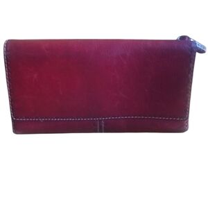 Vintage Fossil Organically Distressed Red Leather Wallet